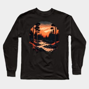 Woodland River Night Long Sleeve T-Shirt